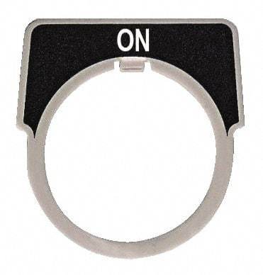 Square D - Half Round, Aluminum Legend Plate - On - Black Background, White Letters, 1.18 Inch Hole Diameter - All Tool & Supply