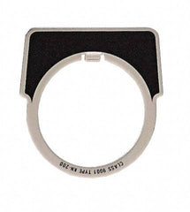 Square D - Half Round, Aluminum Legend Plate - Blank - Black Background, White Letters, 1.18 Inch Hole Diameter - All Tool & Supply