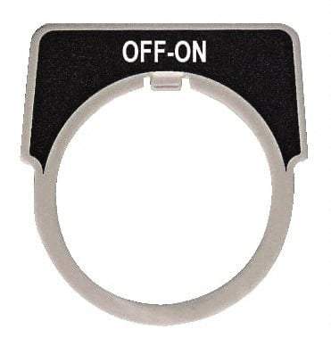 Square D - Half Round, Aluminum Legend Plate - Off-On - Black Background, White Letters, 1.18 Inch Hole Diameter - All Tool & Supply