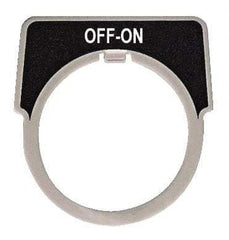 Square D - Half Round, Aluminum Legend Plate - Off-On - Black Background, White Letters, 1.18 Inch Hole Diameter - All Tool & Supply