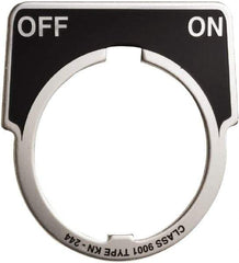 Square D - Half Round, Metal Legend Plate - Off-On - Black and Red Background, White Letters, 30mm Hole Diameter - All Tool & Supply