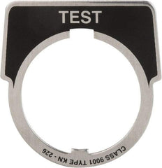 Square D - Metal Legend Plate - Test - Black Background, White Letters, 30mm Hole Diameter - All Tool & Supply