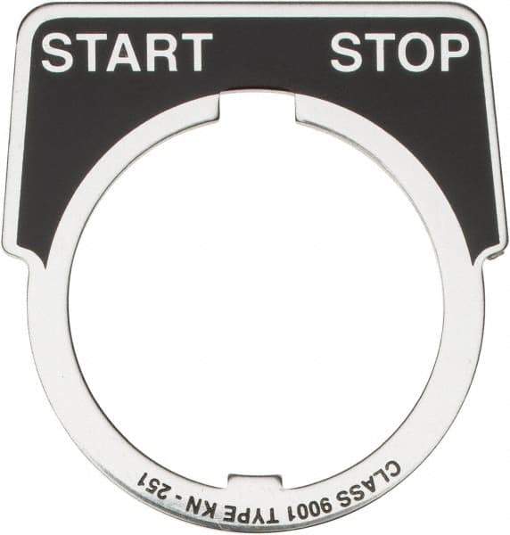 Square D - Metal Legend Plate - Start-Stop - Black Background, White Letters, 30mm Hole Diameter - All Tool & Supply