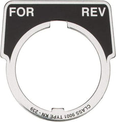 Square D - Metal Legend Plate - For-Rev - Black Background, White Letters, 30mm Hole Diameter - All Tool & Supply