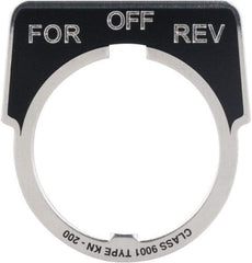 Square D - Metal Legend Plate - For-Off-Rev - Black Background, White Letters, 30mm Hole Diameter - All Tool & Supply