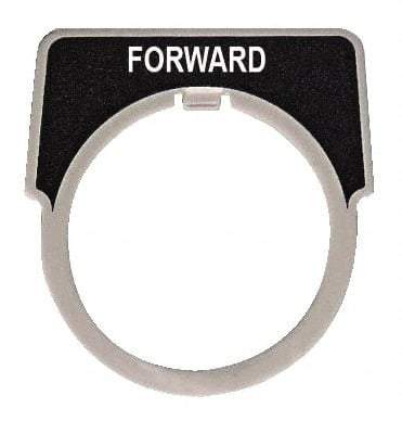 Square D - Half Round, Aluminum Legend Plate - Forward - Black Background, White Letters, 1.18 Inch Hole Diameter - All Tool & Supply