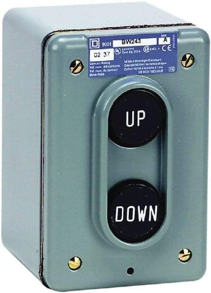 Schneider Electric - 2 Operator, Pushbutton Pendant Control Station - Up-Down (Legend), Maintained Switch, 2NO Contact, NEMA 4 - All Tool & Supply