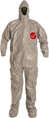 Dupont - Size 3XL Hazmat Chemical Resistant Coveralls - Gray, Storm Flap & Zipper Closure, Elastic Cuffs - All Tool & Supply