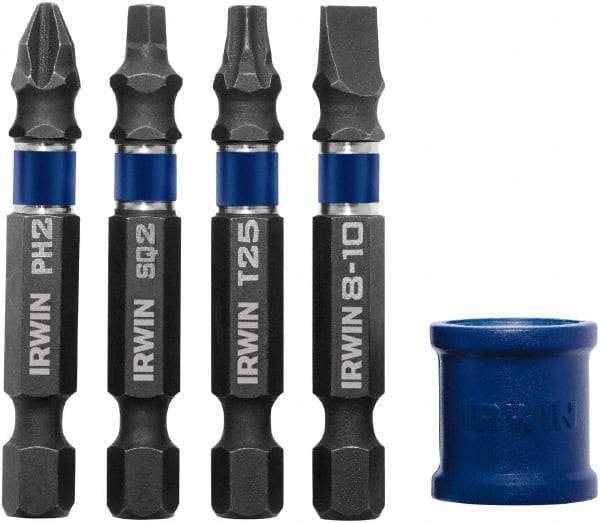 Irwin - 5 Piece, Phillips, Square, Torx, Slotted Handle, Power Bit Set - #2 - All Tool & Supply