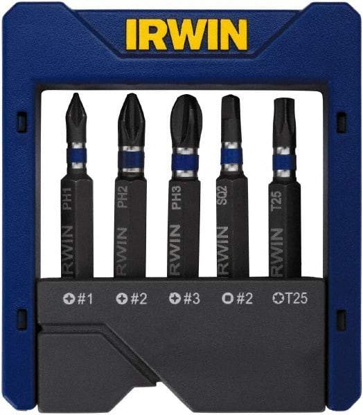 Irwin - 5 Piece, Phillips, Square, Torx Handle, Power Bit Set - #2 - All Tool & Supply