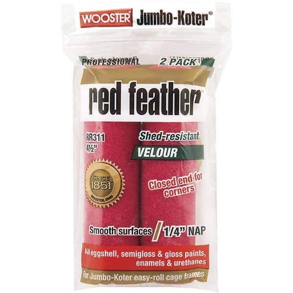 Wooster Brush - 1/4" Nap, 4-1/2" Wide Paint Mini Roller Covers - Smooth Texture, Velour - All Tool & Supply