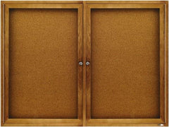 Quartet - 48" Wide x 36" High Enclosed Cork Bulletin Board - Natural (Color) - All Tool & Supply