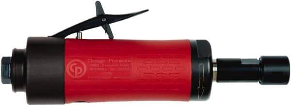 Chicago Pneumatic - 1/4" Collet, Straight Handle, Air Angle Die Grinder - 20,000 RPM, Rear Exhaust, 23.3 CFM, 0.54 hp, 90 psi, 6.35mm Inlet - All Tool & Supply