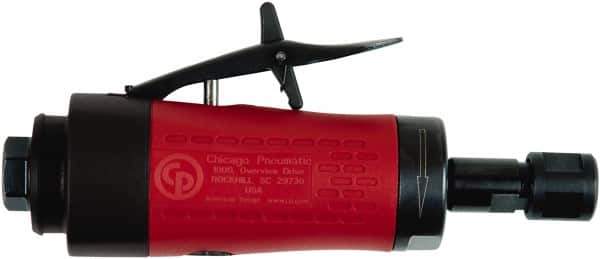 Chicago Pneumatic - 1/4" Collet, Straight Handle, Air Angle Die Grinder - 25,000 RPM, Front Exhaust, 17.2 CFM, 0.4 hp, 90 psi, 6.35mm Inlet - All Tool & Supply