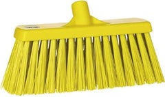 Vikan - 12" Heavy Duty Synthetic Push Broom - 2" Bristle Length, Plastic Block, European Threaded Handle Connection - All Tool & Supply