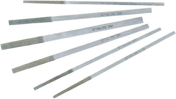 Strauss - 2.244" OAL Very Fine Flat Needle Diamond File - 0.242" Wide x 0.118" Thick, 0.59 LOC, Gray, 54 Grit - All Tool & Supply