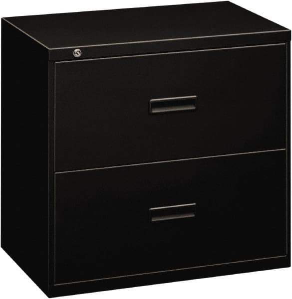 Basyx - 30" Wide x 28-3/8" High x 19-1/4" Deep, 2 Drawer Lateral File - Steel, Black - All Tool & Supply