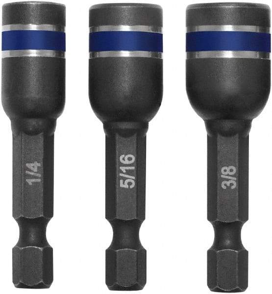 Irwin - 3 Piece, Magnetic Nutsetters Handle, Hex - 1/4 to 3/8" Hex - All Tool & Supply