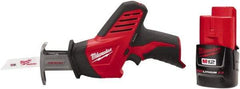 Milwaukee Tool - 12V, 0 to 3,000 SPM, Cordless Reciprocating Saw - 1/2" Stroke Length, 11" Saw Length, 1 Lithium-Ion Battery Included - All Tool & Supply