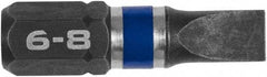 Irwin - 0.2204" Slotted Screwdriver Bit - 1/4" Hex Drive, 1" OAL - All Tool & Supply