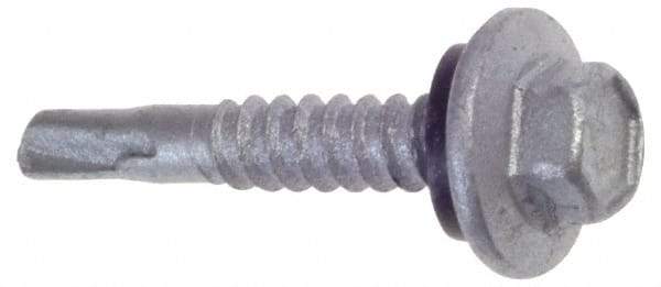 Buildex - 1/4", Hex Washer Head, Hex Drive, 1" Length Under Head, #3 Point, Self Drilling Screw - Steel - All Tool & Supply