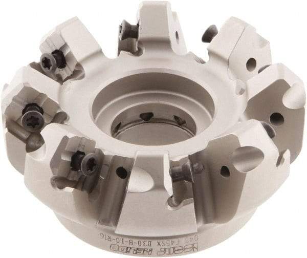 Iscar - 3" Cut Diam, 1" Arbor Hole, 0.276" Max Depth of Cut, 45° Indexable Chamfer & Angle Face Mill - 8 Inserts, S845 SX.U 16.. Insert, Right Hand Cut, 8 Flutes, Through Coolant, Series Helido - All Tool & Supply