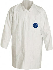 Lab Coat: 1.2 oz/sq yd, Size Small, Tyvek White, Chemical-Resistant, Laydown Collar & Open Wrists