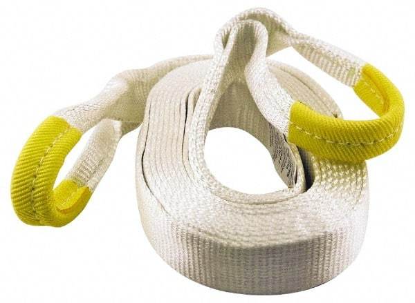 Erickson Manufacturing - 20' Long x 3" Wide, 27,000 Lb Basket Capacity, Polyester Web Sling - White, with Loop Ends - All Tool & Supply