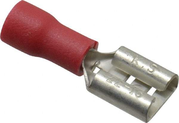 Thomas & Betts - 22 to 16 AWG, Vinyl, Fully Insulated, Female Wire Disconnect - 1/4 Inch Wide Tab, Red, RoHS Compliant, UL 94 V-0 - All Tool & Supply