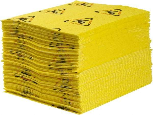 Brady SPC Sorbents - 60 Gal Capacity per Package, Chemical/Hazmat Mat - 19" Long x 15" Wide, Yellow, Polypropylene - All Tool & Supply