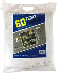 PRO-SOURCE - 14 Inch Long x 17 Inch Wide Virgin Terry Cotton Towels - White, Terry Cloth, Medium Lint, 60 Sheets per Pack - All Tool & Supply