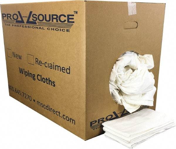 PRO-SOURCE - 12 Inch Long x 20 Inch Wide Virgin Cotton Diaper Rags - White, Knit, Lint Free, 50 Lbs. at 2 to 4 per Pound, Box - All Tool & Supply