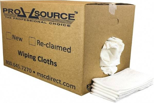 PRO-SOURCE - 12 Inch Long x 20 Inch Wide Virgin Cotton Diaper Rags - White, Lint Free, 25 Lbs. at 2 to 4 per Pound, Box - All Tool & Supply