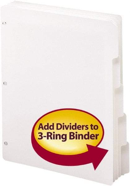 SMEAD - 8 1/2 x 11" 5 Tabs, 3-Hole Punched, Tab Divider - White - All Tool & Supply