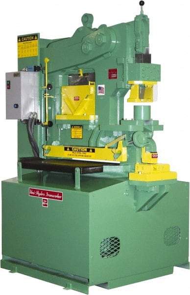 Uni-Hydro - 9" Throat Depth, 80 Ton Punch Pressure, 2" in 1/2" Punch Capacity Ironworker - 7-1/2 hp, 3 Phase, 220/480 Volts, 46" Wide x 70" High x 37" Deep - All Tool & Supply