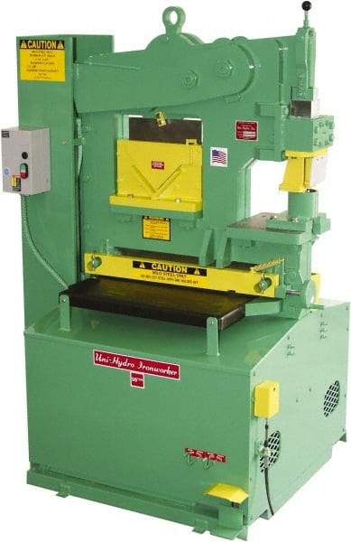 Uni-Hydro - 6" Throat Depth, 56 Ton Punch Pressure, 1-3/8" in 1/2" Punch Capacity Ironworker - 5 hp, 3 Phase, 220/480 Volts, 46" Wide x 70" High x 37" Deep - All Tool & Supply