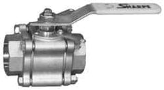 Sharpe Valves - 3" Pipe, Full Port, Carbon Steel Standard Ball Valve - 3 Piece, Inline - One Way Flow, FNPT x FNPT Ends, Locking Lever Handle, 720 WOG, 125 WSP - All Tool & Supply