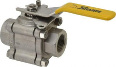 Sharpe Valves - 1" Pipe, Full Port, Stainless Steel Standard Ball Valve - 3 Piece, Inline - One Way Flow, FNPT x FNPT Ends, Locking Lever Handle, 1,000 WOG, 125 WSP - All Tool & Supply