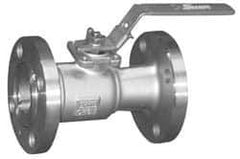 Sharpe Valves - 3" Pipe, Standard Port, Carbon Steel Standard Ball Valve - 1 Piece, Inline - One Way Flow, Flanged x Flanged Ends, Locking Lever Handle, 300 WOG, 150 WSP - All Tool & Supply