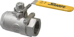 Sharpe Valves - 1" Pipe, Standard Port, Stainless Steel Steam Service Ball Valve - 1 Piece, Inline - One Way Flow, FNPT x FNPT Ends, Locking Lever Handle, 2,000 WOG, 250 WSP - All Tool & Supply