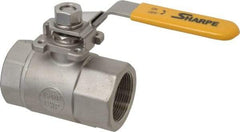 Sharpe Valves - 1-1/2" Pipe, Standard Port, Stainless Steel Steam Service Ball Valve - 1 Piece, Inline - One Way Flow, FNPT x FNPT Ends, Locking Lever Handle, 1,500 WOG, 250 WSP - All Tool & Supply