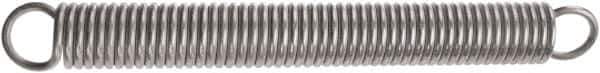 Associated Spring Raymond - 9.14mm OD, 45.37 N Max Load, 127.51mm Max Ext Len, Music Wire Extension Spring - 4.1 Lb/In Rating, 0.9 Lb Init Tension, 69.85mm Free Length - All Tool & Supply