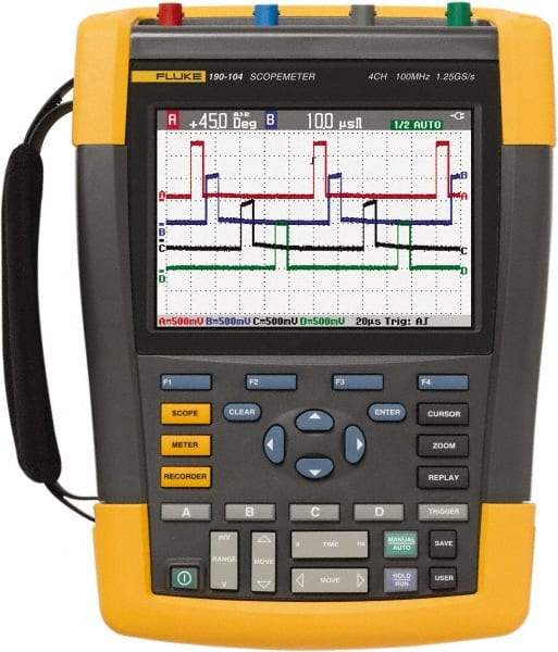 Fluke - 100 MHz, 4 Channel, Portable Oscilloscope - 2 to 100,000 V/div Vertical Deflection - All Tool & Supply