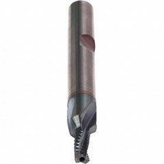 Helical Flute Thread Mill: Internal, 3 Flute, 1/4″ Shank Dia, Solid Carbide 0.183″ Cut Dia, 0.79″ LOC, 2.5″ OAL, TiCN Coated