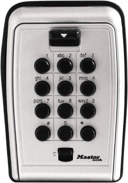 Master Lock - 3-1/8" Wide x 4.6" Overall Height, Push Button Combination, Wall Mount Key Safe - Zinc Finish - All Tool & Supply