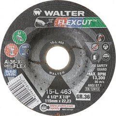 WALTER Surface Technologies - 4-1/2" Diam x 7/8" Hole, 36 Grit Surface Grinding Wheel - All Tool & Supply