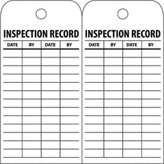 NMC - 3" High x 6" Long, INSPECTION RECORD, English Safety & Facility Inspection Tag - Tag Header: Notice, 2 Sides, White Poly - All Tool & Supply