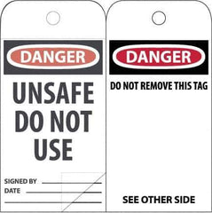 NMC - 3" High x 6" Long, DANGER \x96 DO NOT OPERATE, English Safety & Facility Accident Prevention Tag - Tag Header: Danger, 2 Sides, White Poly - All Tool & Supply