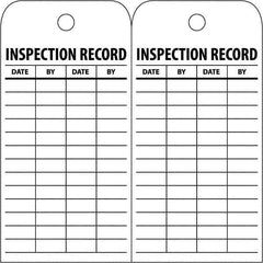 NMC - 3" High x 6" Long, INSPECTION RECORD, English Safety & Facility Inspection Tag - Tag Header: Notice, 2 Sides, White Poly - All Tool & Supply