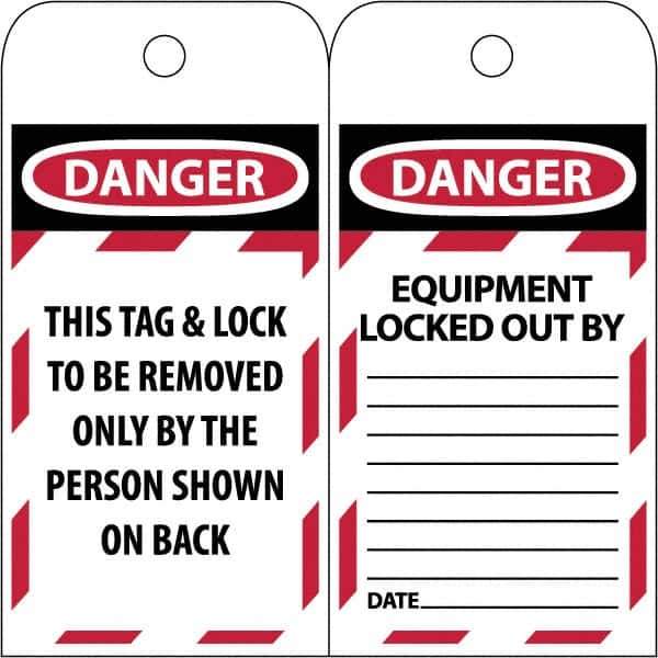 NMC - 3" High x 6" Long, DANGER \x96 DO NOT OPERATE, English Safety & Facility Lockout Tag - Tag Header: Danger, 2 Sides, Black & Red Poly - All Tool & Supply